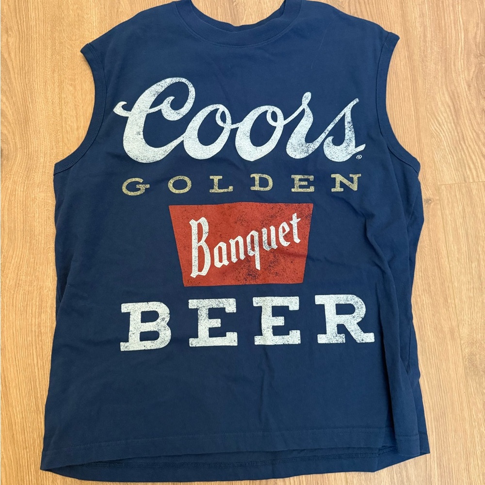 Coors Men’s Navy Graphic Tank Top - Golden Banquet Beer